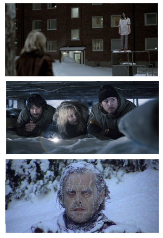 A montage of horror films featuring snow